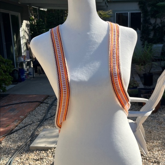 NWOT Colorful Backpack Boho Beach Bag Embroidered Cream Orange - Picture 3 of 10